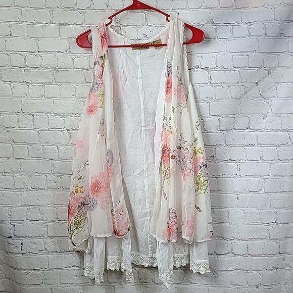 R Cinco Ranch Boho Hippie Western Embroidered Floral Print Draped Layered Vest - Picture 10 of 11